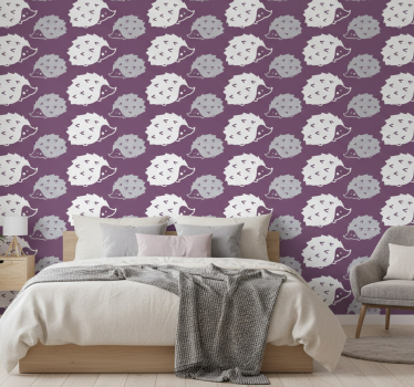 Bedroom wallpaper with adorable hedgehog design - TenStickers