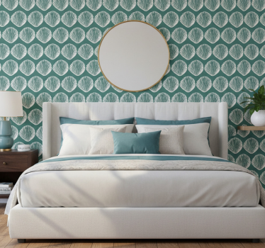 Bedroom wallpaper with decorative shell design - TenStickers