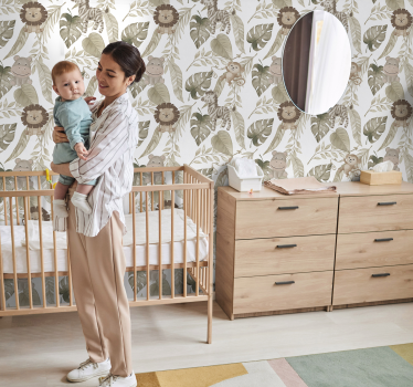 Beige jungle pattern wallpaper for the nursery - TenStickers