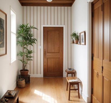 Beige stripes hallway wallpaper - TenStickers