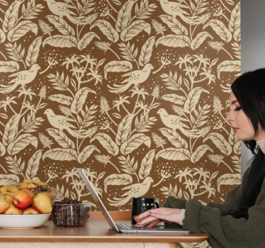 Birds Botanical Pattern cute animal wallpaper - TenStickers