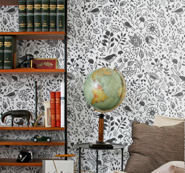 Birds on wooden black and white  Cool animal wallpaper - TenStickers