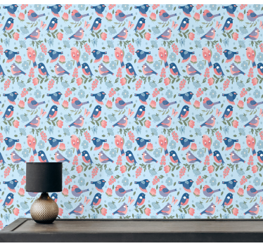 Birds wallpaper birds floral design - TenStickers