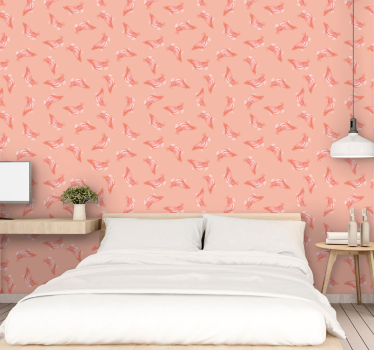 Birds wallpaper elegant pink design - TenStickers