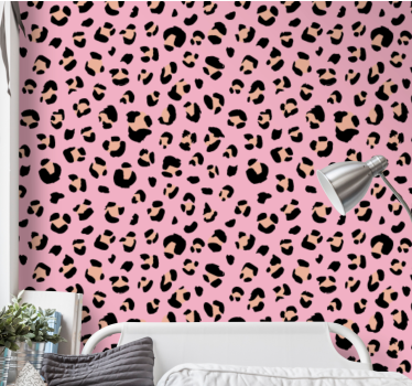 Black and pink watercolor leopard pattern Kids Wallpaper - TenStickers