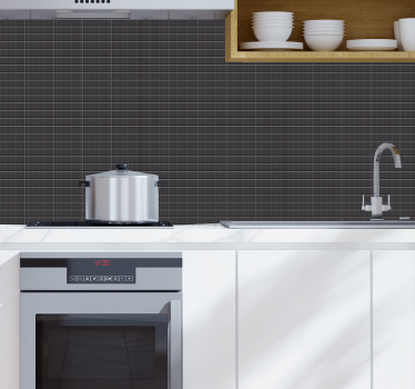 black tiles 3d wallpaper Kitchen Wallpaper - TenStickers