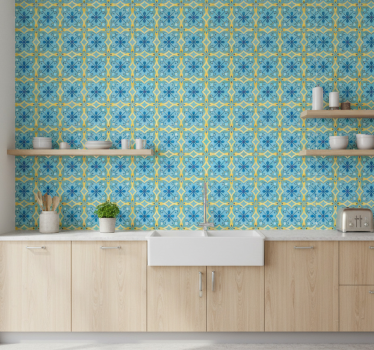 Blooming elements tiles wallpaper - TenStickers
