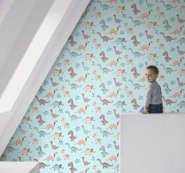 Yellow and green dinosaur patterned kids wallpaper - TenStickers