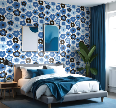 blue poppy flowers wallpaper - TenStickers