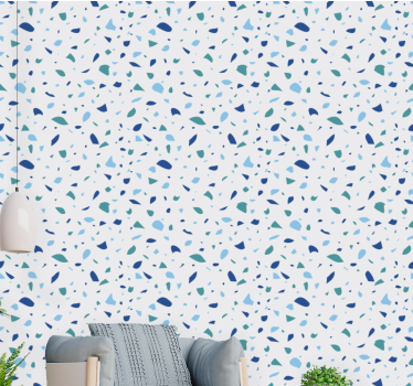 Blue simple terrazzo wallpaper patterns - TenStickers