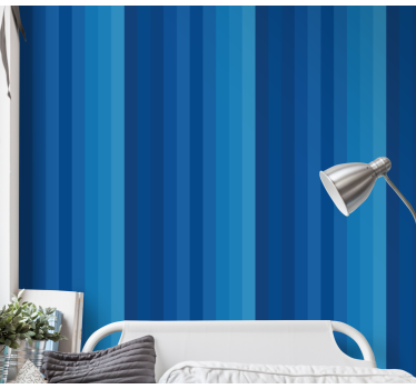 Blue Striped Motif wallpaper horizontal stripes - TenStickers