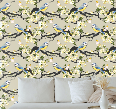 Blue Tit Branches birds wallpaper - TenStickers
