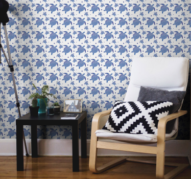 Blue Turtles Pattern cute animal wallpaper - TenStickers