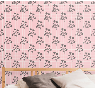 Botanical Grid Pattern leaves wallpaper - TenStickers