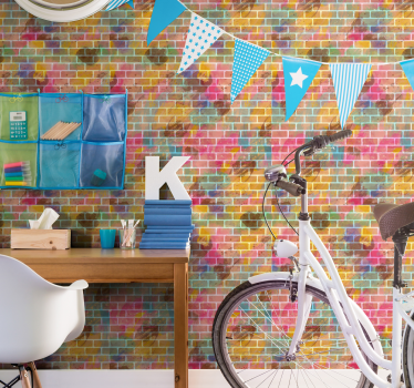 Brick wallpaper colorful brick mosaic - TenStickers