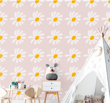 Sweet daisy rows flowers wallpaper - TenStickers