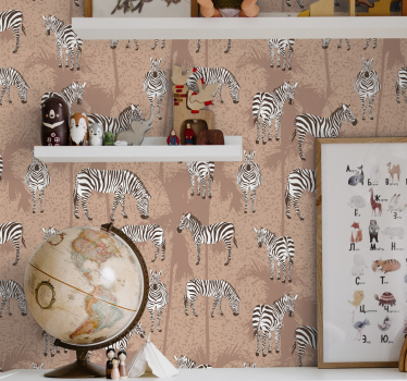 Brown typical pattern wallpaper zebra - TenStickers