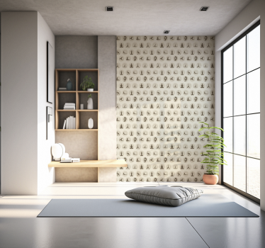 brown yoga icons beige wallpaper - TenStickers
