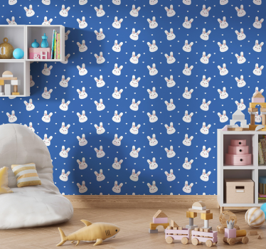 Bunny Pattern cute animal wallpaper - TenStickers