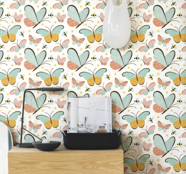 butterflies and bees Bedroom Wallpaper - TenStickers