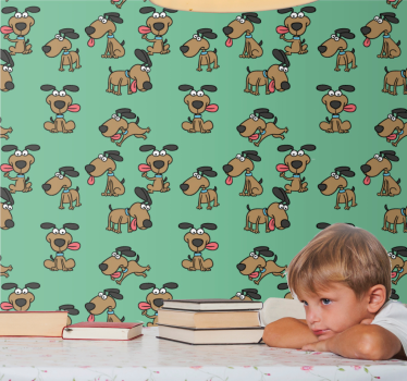 Canine Cartoon Fun wallpaper of a dog - TenStickers