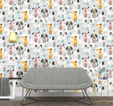 Canine Pattern Play wallpaper of a dog - TenStickers