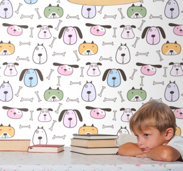 Cartoon Canine Friends wallpaper of a dog - TenStickers