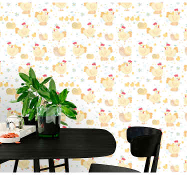 Charming Chickens cute animal wallpaper - TenStickers