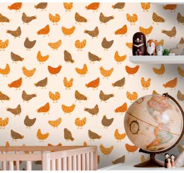 Charming Hen Pattern cute animal wallpaper - TenStickers