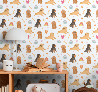 Cheerful Canine Motif wallpaper of a dog - TenStickers