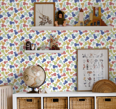 Cheerful Dinosaur Pattern dino wallpaper - TenStickers