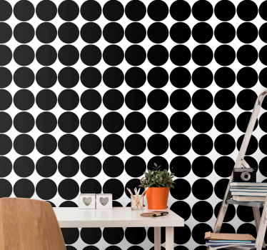 Chic black circular pattern wallpaper dots - TenStickers