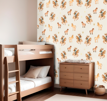 Child riding wallpaper horses - TenStickers