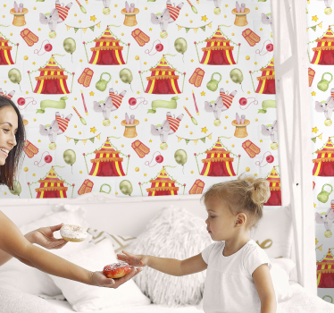Circus pattern for kids elephant wallpaper - TenStickers