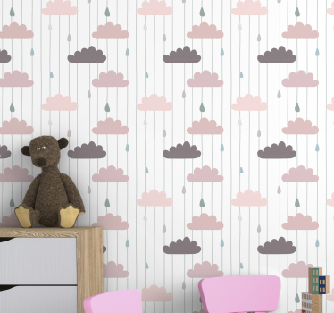 Cloudy Raindrop Motif nature wallpaper - TenStickers