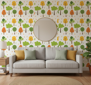 Colorful pattern tree wallpaper - TenStickers