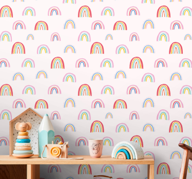 Colorful rainbow patterns wallpaper childrens room - TenStickers