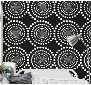 Teenage bedroom wallpaper concentric dots design - TenStickers