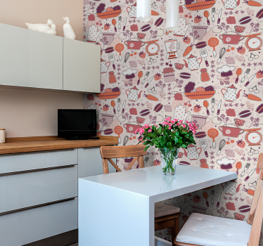 Cooking Pattern kitchen wallpaper - TenStickers