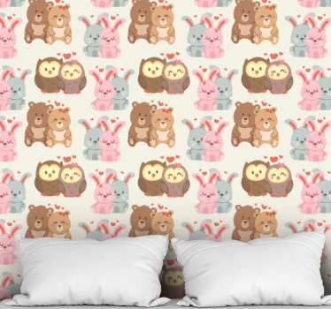Cute animal wallpaper adorable animal pairs - TenStickers