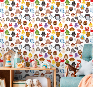 Cute animal wallpaper animal characters blend - TenStickers