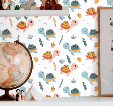 Cute animal wallpaper baby turtles design - TenStickers