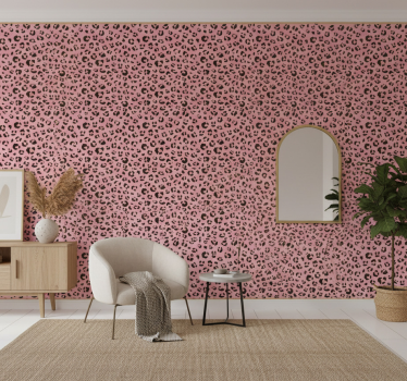 Cute animal wallpaper black and pink leopard design - TenStickers