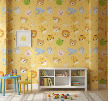 Cute animal wallpaper colorful animal play space - TenStickers