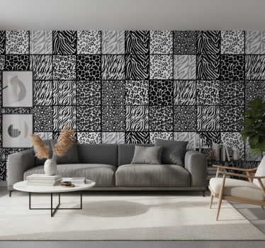 Cute animal wallpaper featuring various animal prints - TenStickers