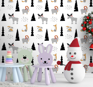 Cute animal wallpaper festive animal design - TenStickers