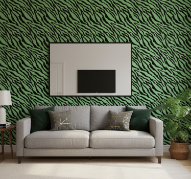 Cute animal wallpaper green zebra design - TenStickers