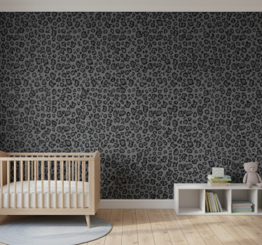 Cute animal wallpaper in dark gray and black leopard - TenStickers