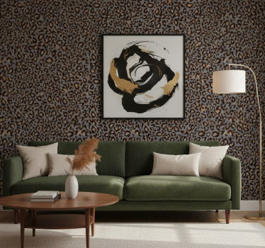 Cute animal wallpaper in gray with leopard spots - TenStickers