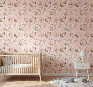 Cute animal wallpaper in pastel seashells - TenStickers